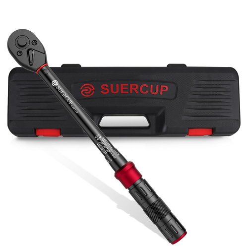 SUERCUP 3/8-Inch Drive Click Torque Wrench - 5-45 Ft-Lb/6.8-61Nm, ±3% High Accuracy 72 Tooth Click Torque Wrench for Bike, Motorcycle and Car Repair