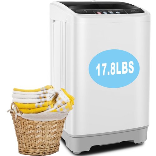 17.8Lbs Portable Washing Machine Nictemaw Portable Washer, 2.3 Cu.ft Washer and Dryer Combo with Drain Pump, 10 Programs 8 Water Level Compact Laundry Washer for Home, Apartment, RV, Dorms