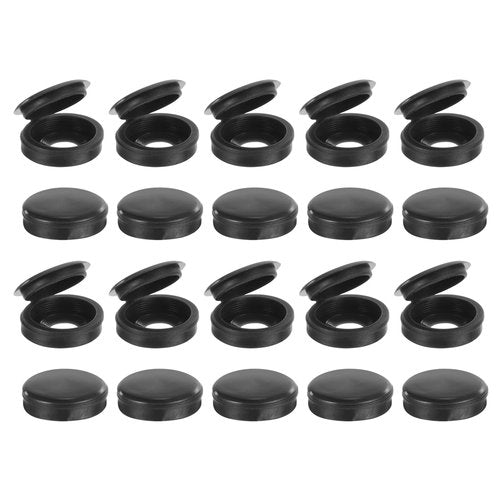 uxcell 50Pcs Screw Caps, 5.3mm/0.21" ID Screw Snap Covers Washer Flip, PVC Hinged Screw Cover Caps for Covering Screw Heads(Black)