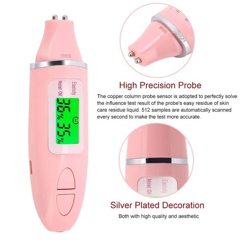 Facial Moisture Tester, Skin Hydration Tester Digital Skin Analyzer Hydration Monitor Water Oil Sensor Detector LCD Display Meter Face Care Device for Traveling Home Beauty Salon Gift Girls Women