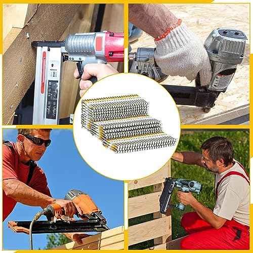 Therwen Framing Nails, 21 Degree, Flat D Head, Galvanized, Ring Shank, Plastic Row Fixed, 21 Degree Framing Nails for Use in All Pressure Treated Lumber (1000 Count,2 Inch x 0.113 Inch)