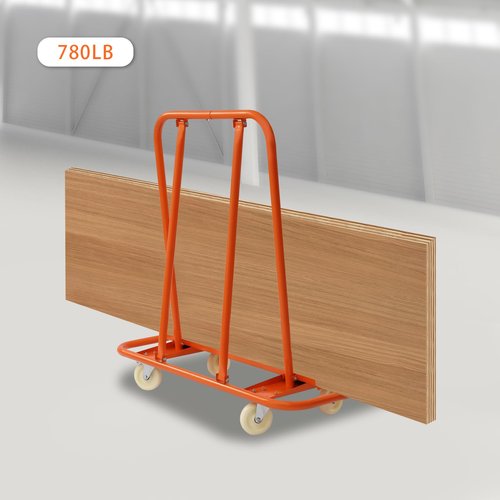 REHOUPTU Steel Drywall Cart Dolly, 780Lbs Load Capacity Panel Truck, Heavy Duty Drywall Sheet Cart with Four Swivel Casters for Handling Wall Panels, Wood Board, Orange (780lbs)