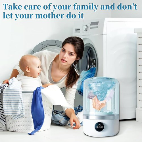 Wireless Underwear Mini Smart Laundry Cup, Rechargeable Underwear Washing Machine, Portable Mini Lavadora Para Ropa Interior for Bra, Socks, Baby Clothes and Camping Rv Travel (White)