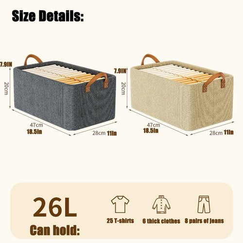 Yrcasu Cation Multi-Functional Folding Wardrobe, Pickelect Multi-Functional Folding Wardrobe, Cation Foldings Wardrobes Boxes Organizer Cloth Steel Frame, Large CationWardrobe with Handle (2Pcs Gray)