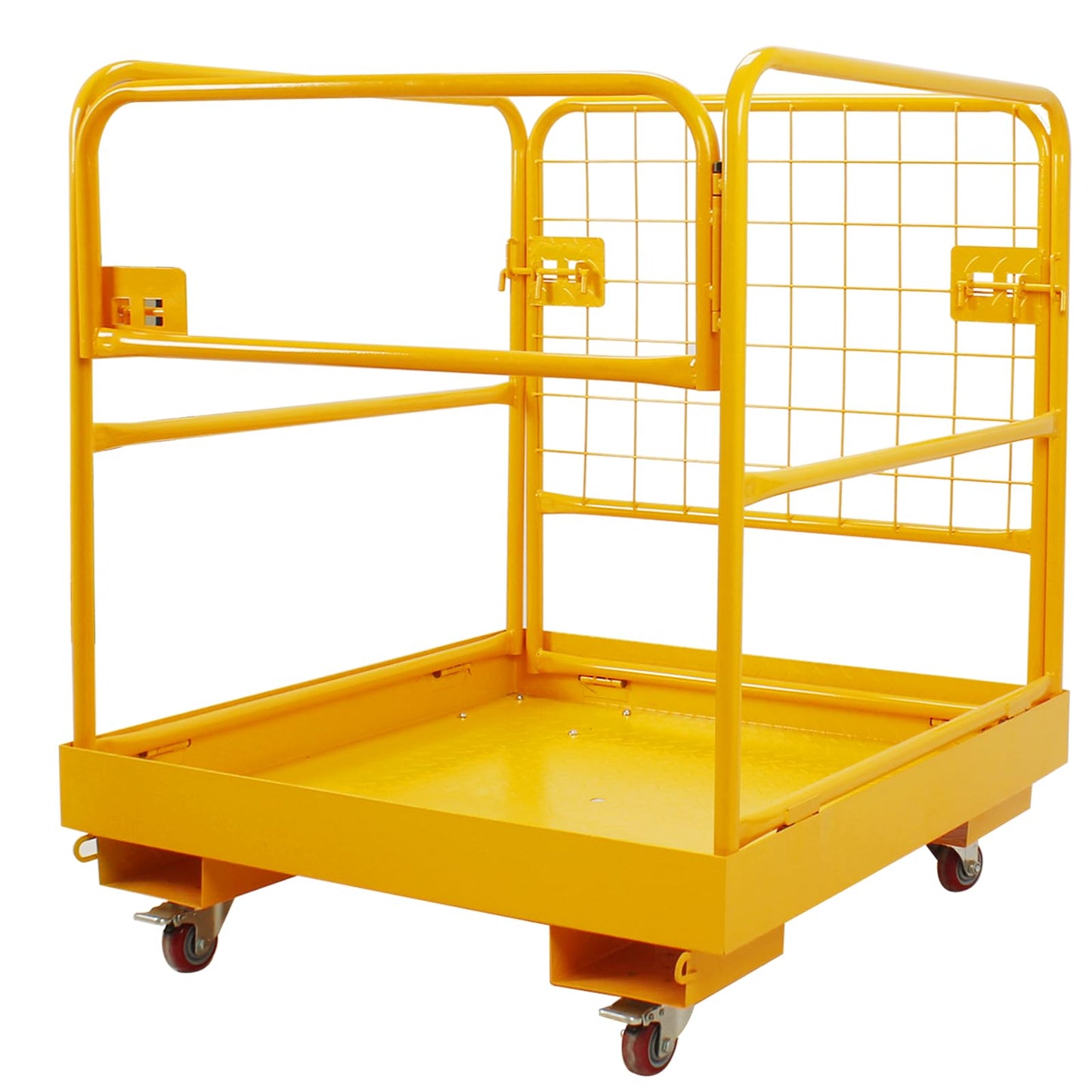 Forklift Safety Cage 36x36 Inch, 1200LBS Capacity Work Platform with 4 Wheels & Collapsible Design - Heavy-Duty Aerial Man Basket for Forklift/Pallet Loader