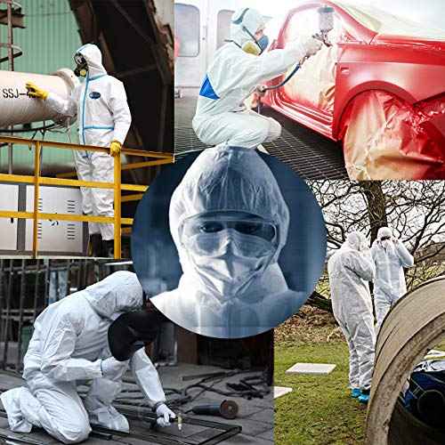 Hazmat Suits,10 Colors Options Disposable Protective Coveralls, Paint Suit with Elastic Wrists Ankles and Hood