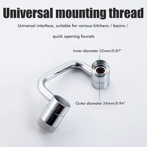 1080° Rotating Faucet Extender Aerator,Solid Brass Universal Splash Filter Faucet,1080 Big Angle Swivel Faucet Aerator Sink Attachment,Dual-Function 2-Flow Sprayer