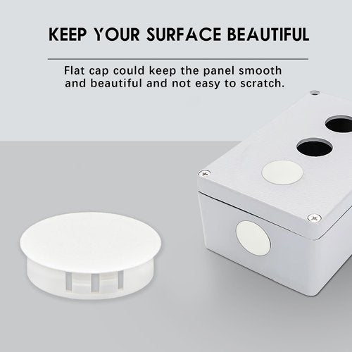BOPOREAE 3/8 In/10 mm Plastic Hole Plugs, White Screw Hole Cover Flush Type Snap in Locking Panel Tube Plug Knockout Seal Steel Furniture Cabinet Fencing Post Pipe Insert End Caps, 60PCS