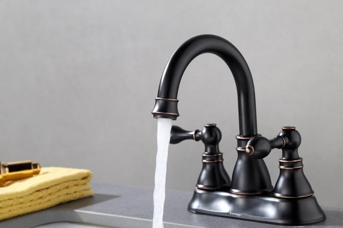 Derengge 2 Handle Oil Rubbed Bronze Bathroom Sink Faucet 3 Hole with Overflow Pop up Drain,360° Swivel Spout 4 Inch Centerset Lavatory Faucet,F-4501-NB