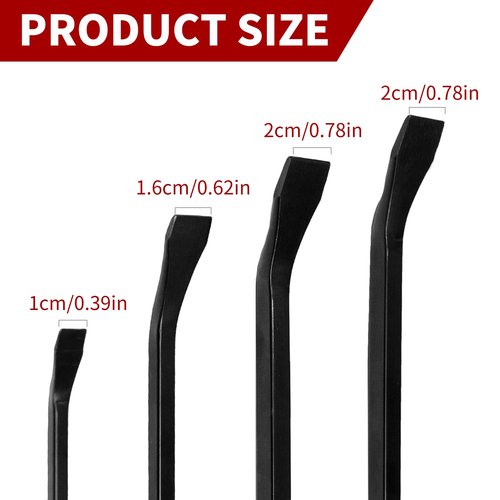 WISEUP 4-Piece Pry Bar Set，8",12",18",24" Heavy Duty Crowbar with Thicker Strike Caps for Prying，Demolition，Automotive Mechanic Hand Tools