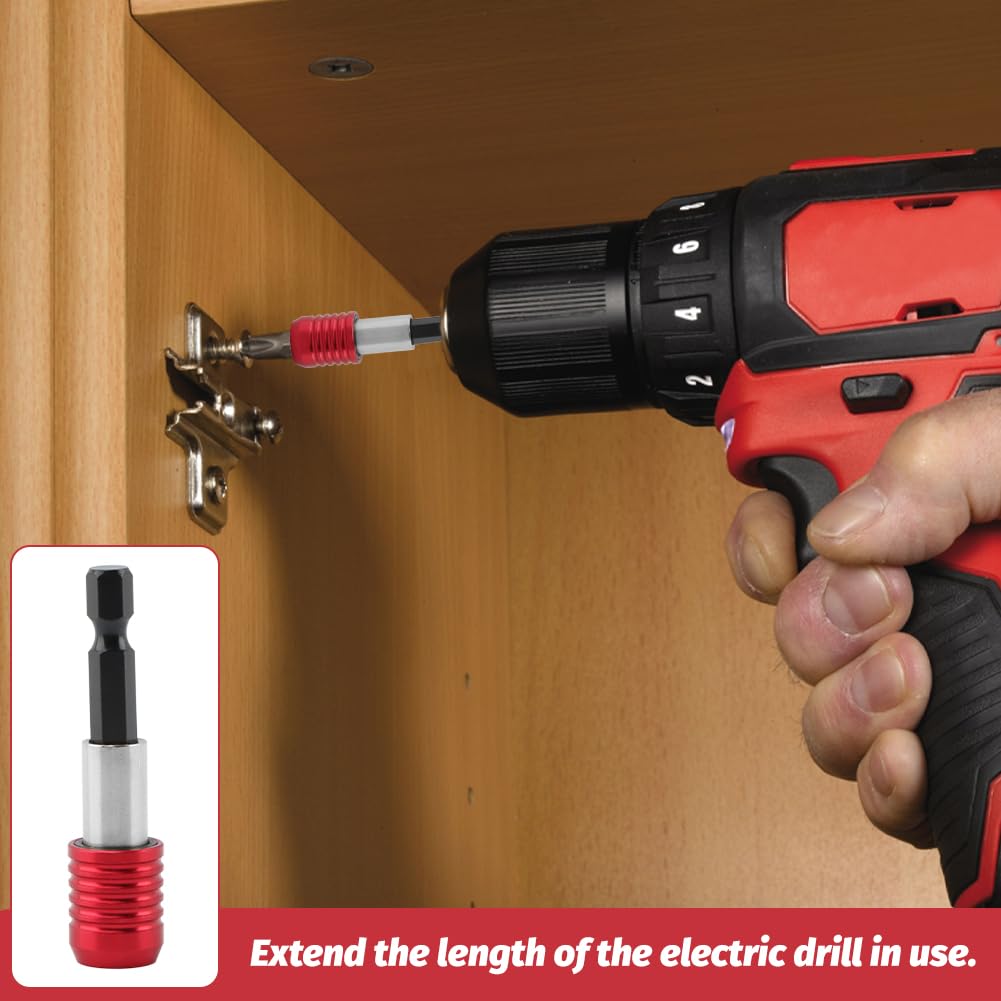 Drill Bit Extension Set, 4 Pack 1/4 Inch Hex Shank Quick Release Extension Adapter for Impact Driver Screws Nuts Drill(COLOR:As shown)