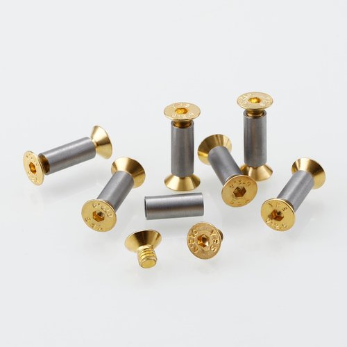 10 Packs Knife Handle Screws Rivets Bolts Fasteners, Gold Hex Flat Head Screws, Knives Maker Screws for Fixing Blade Knife