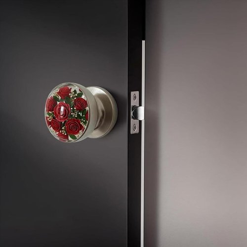 Unique Decorative Door Handle, Retro Round Resin Epoxy Flower Door Knob Retro, Floral & Animal Designs, Artistic Unique Knob for Modern/Classic Bedrooms (#6)