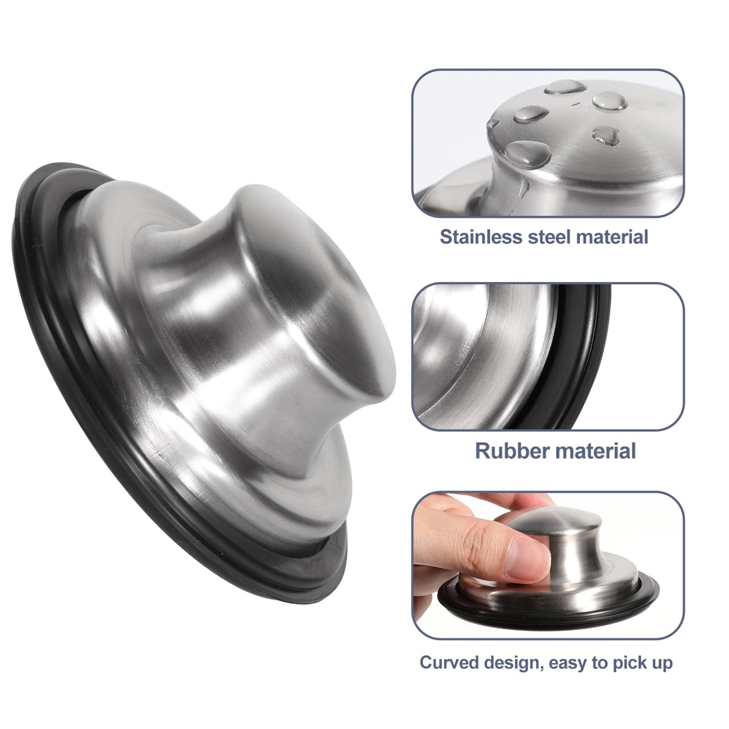 RQYEKDO Polished Kitchen Sink Strainers Sink Stopper Kits, Stainless Steel Sink Drain Strainer Set,Large Wide Rim 4.4" Diameter Food Catcher Garbage Disposal Plug for Most Sink Drains Basket Filter
