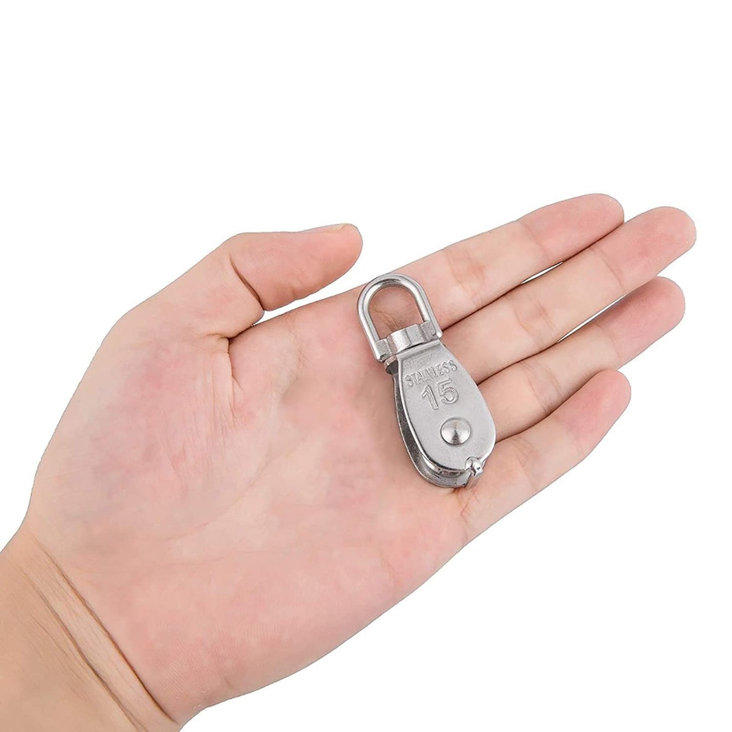 YAMASO,2Pcs 304 Stainless Steel M15 Silver Single Pulley Block Wire Rope Hanging Wire Towing Wheel