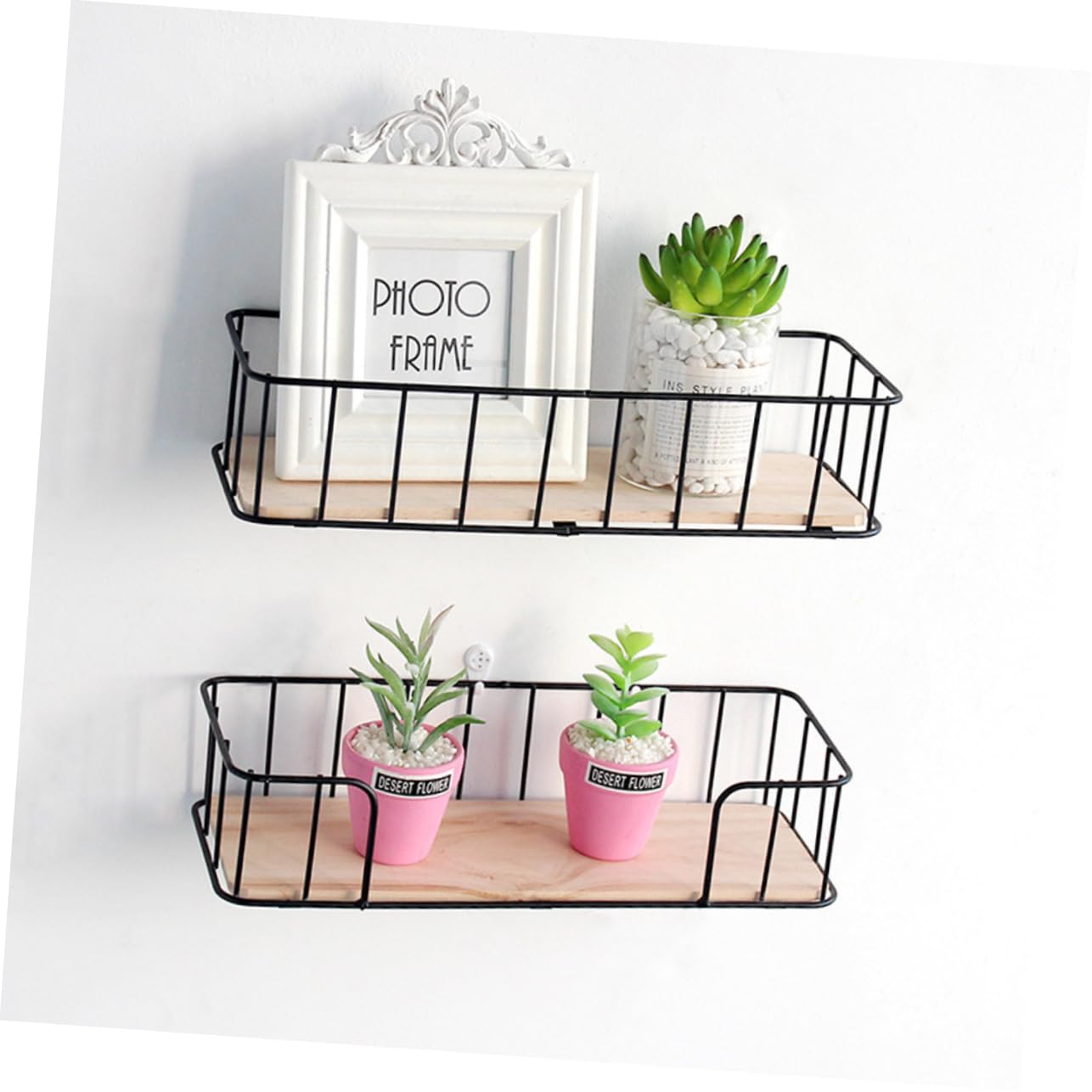 STOBAZA Wall Mounted Storage Rack Black Wrought Iron Shelf with Solid for Living Bedroom Bathroom No Punching Required Convenient Wall Shelf for Organizing