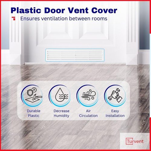 TURvent 17.7" x 3.6" Door Vents for Interior Doors - White Vent Cover with Screws - Plastic Ventilation Grille Two Sided - Air Register for Bathroom, Garage, Kitchen - Cut-Out Area 17x3.1 inch