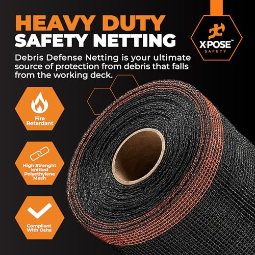 Xpose Safety Construction Safety Netting Black 4' x 150' 1/4" Mesh Debris Barrier