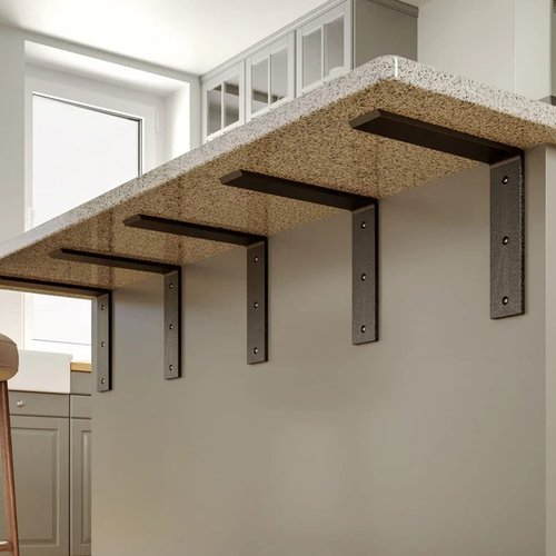 WINKER Countertop Support Bracket 2 Pack Heavy Duty Hidden L Shelf Bracket 12" x 6" x 2.5" Metal Corbels for Quartz/Granite/Wood/Concrete/Laminate Countertops, Black
