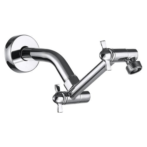 Shower Head Extension Arm, Anti-Leak Solid Brass Adjustable Extender for Rain & Handheld Shower Head, G1/2 Universal Connector (5 Inch, Chrome)