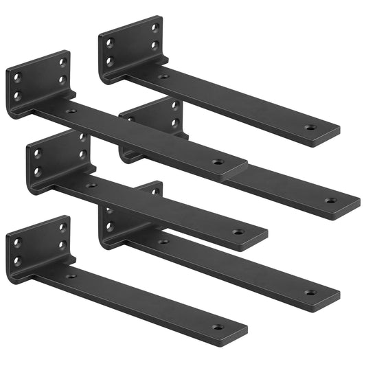 Floating Shelf Bracket 12inch 6 Pack L Brackets for Shelves Black Metal Heavy Duty Shelf Brackets for DIY Decorative with Mounting Hardware