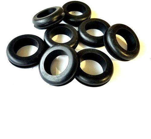 Pack of 8 Black Rubber Grommets 1-1/4" Inside Diameter - 3/16" Groove Width - Fits 1-1/2" Drill Holes