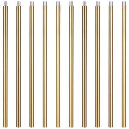 Lnrueg Brass Color M10 Threaded Extension Rod, 10 PCS 12 Inches Threaded Extension Rod for Pendant Light, Island Lighting, Chandeliers, Lighting Fixture Rods Stems (Brass Color)