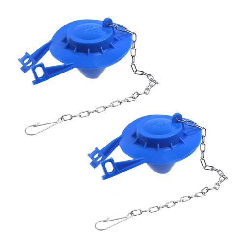 KUMGROT 2 Pcs Blue Universal Toilet Stopper Flapper Tank Flusher Replacement Kit Soft Durable PVC Toilet Flappers with Stainless Steel Chain, 3"