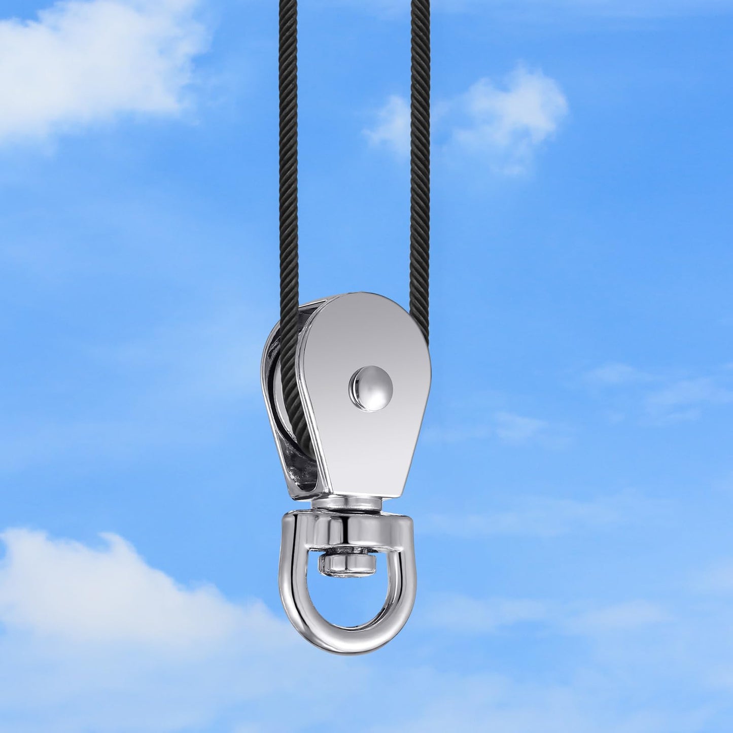 Shappy Pulley Block System Set, M20 Pulley Wheel Stainless Steel with 66ft Nylon Rope and Hooks, Swivel Lifting Wire Rope Cable Roller for Lifting Hanging(42 Pcs)