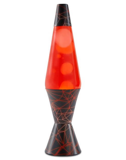 Spencer Gifts Lava® Lamp - 17" Programmable Matter - The Original Motion Lamp - White Wax and Red Liquid with Polygon Pattern Printed Base Exclusive