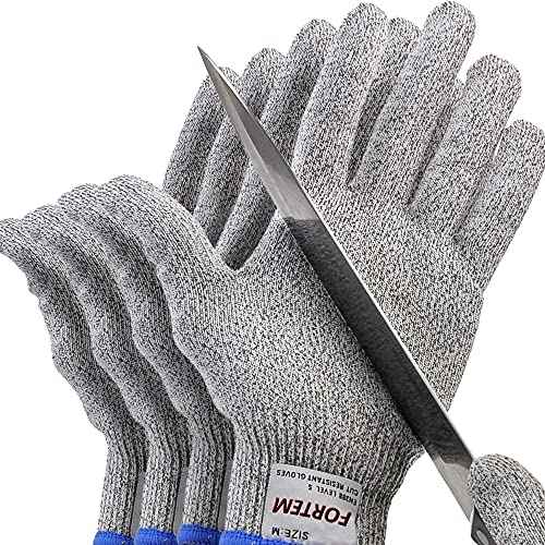 FORTEM Cut Resistant Gloves, 4x, Level 5 Protection Cutting Gloves For Oyster Shucking, Kitchen Work, Food Grade