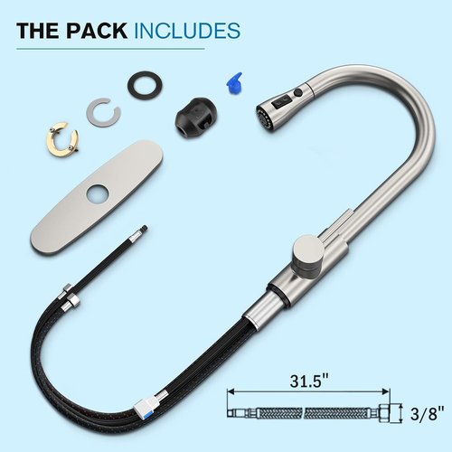 Kitchen Faucets, Kitchen Faucet with Pull Down Sprayer, High Arc Single Handle Kitchen Sink Faucet with Water Lines, Brushed Nickel Kitchen Faucet with Sprayer, RV Sink faucets