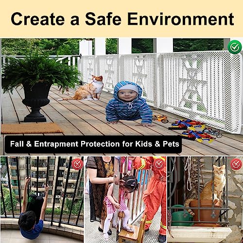 Banister Guard-18ft X 2.66ft Thick Balcony Safety Net for Kid Pet Balcony Guard Balcony Netting for Pet Rail Net for Balcony Apartment Cat Netting Safety Netting for Railings Stair Guards (White)