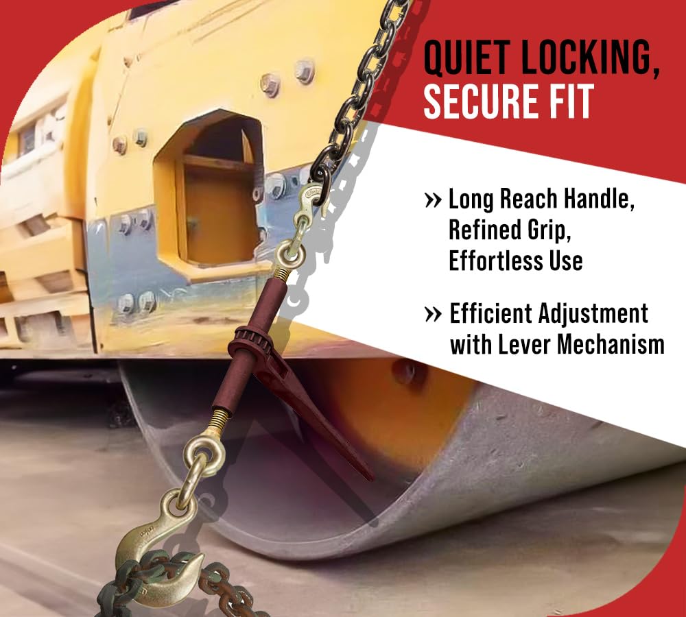 Mytee Products (4 Pack) PRO Heavy Duty Chain Specialty Binder Ratchet Style 3/8"-1/2" Grab Hook & 5/8" Slip Hook, 12,000 lbs WLL