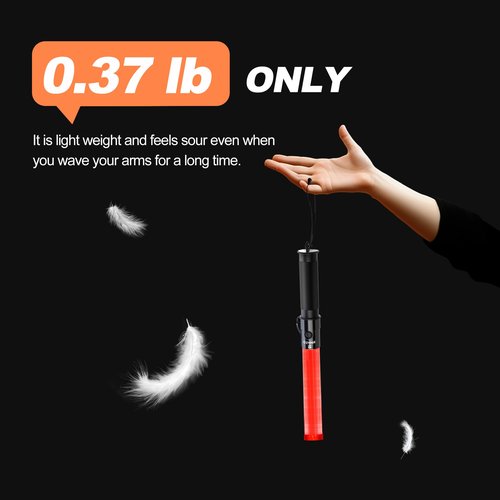 SIMAZO Traffic Wand (2-Pack), 16 Inch Traffic Control Wand with 3 Flashing Modes, Air Marshaling Signal Baton with White LED Light for Car Directing, Air Marshalling, Emergency Signaling