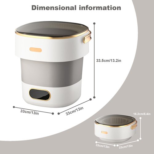 Elvaesther Mini Portable Washing Machine and Dryer, Mini Washer 13L Portable Washing Machine Fully Automatic 3 Cleaning Modes Collapsible Camping Washer for Dorm Travel Gray White