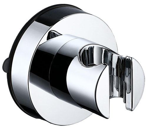 V-Frankness Shower Holder with Suction Cup, Removable No-Drill Wall Mount, Universal Bathroom Hose Bracket, Chrome