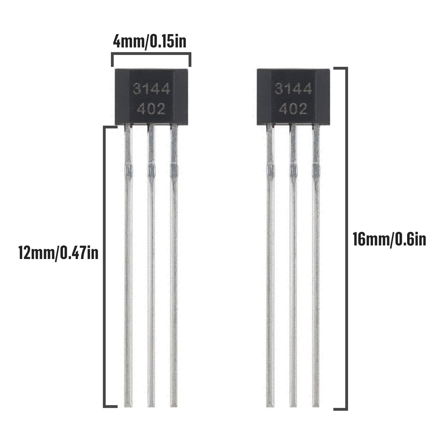 ALLECIN 20Pcs A3144 3144 Hall Effect Sensor OH3144 AH3144E 3Pins Magnetic Detector