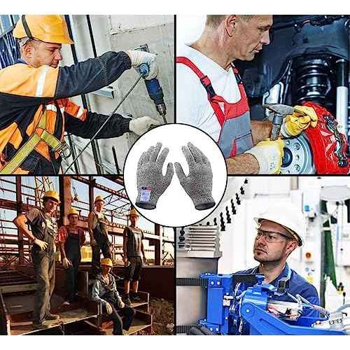 Cutting Gloves, 2 Pairs of Cut Resistant Gloves Food Grade, Cut Resistant Gloves for Kitchen, Oyster Shucking, Fish Fillet Processing, Carving Wood and Gardening(Medium-Grey)