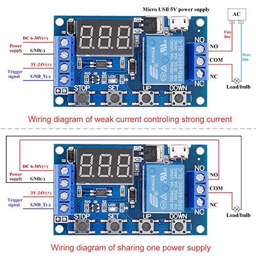 Programmable Timer Relay Module with LED Display - 6-30V DC, Micro USB, Smart Home & Industrial Control