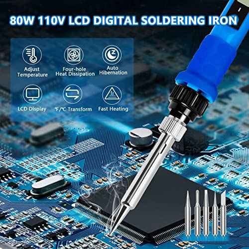 Soldering Iron Kit, 80W 110V Upgraded Digital Electric Solder Irons, with LCD Display, 39-in-1 Adjustable Temperature Welding Tool for Metal, Jewelry Electrical Repairs, DIY