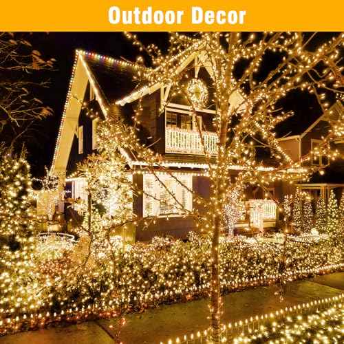 Nisocy 200 LED Christmas Connectable String Lights Outdoor Waterproof ? Warm White Fairy Lights with Plug, Tree Lights for Patio, Garden, Bedroom, Wedding, Party, Decor (66FT)