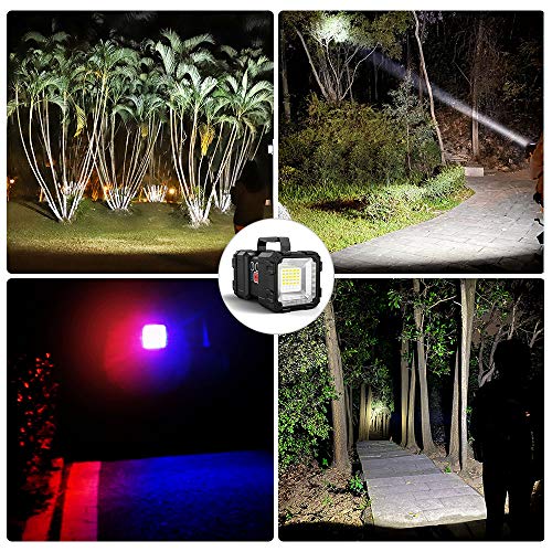 Bright Rechargeable Flashlight, Portable Handheld Spotlight Searchlight 10000mAh 1200LM with 3+4 LED Lights Modes, Waterproof Flashlight with USB Output Power Bank