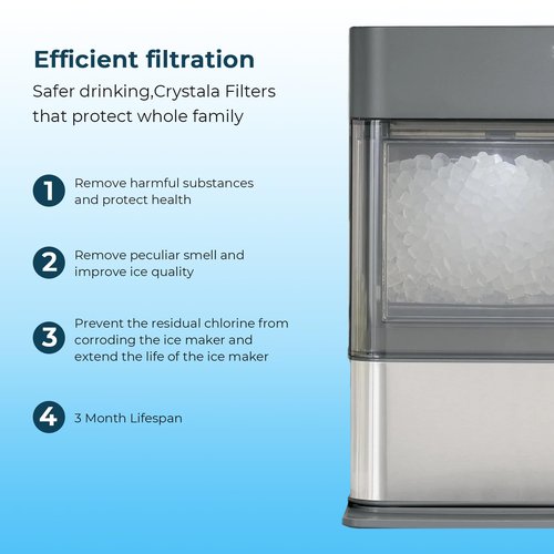 Crystala Filters Replacement for GE Profile Opal Ice Maker Filter, NSF 42 Certified, ge opal ice maker filter, opal ice maker filter replacement Easy Install, 3 Pack