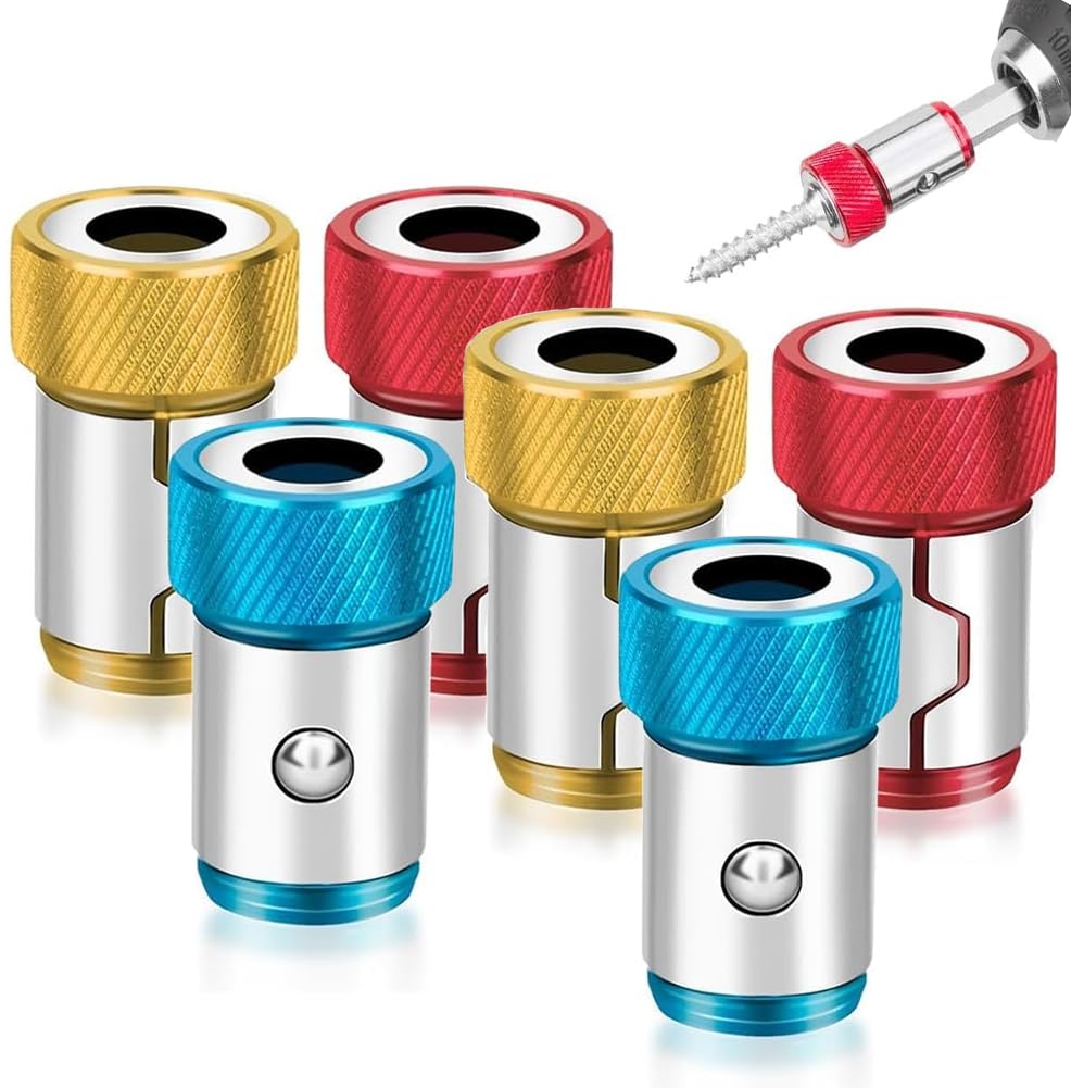 6 PCS Upgraded Screwdriver Head Magnetic Ring, 1/4 Inch/6.35mm Universal Screw Magnetizer Ring for Hex Screwdriver & Power Bits (Mix)