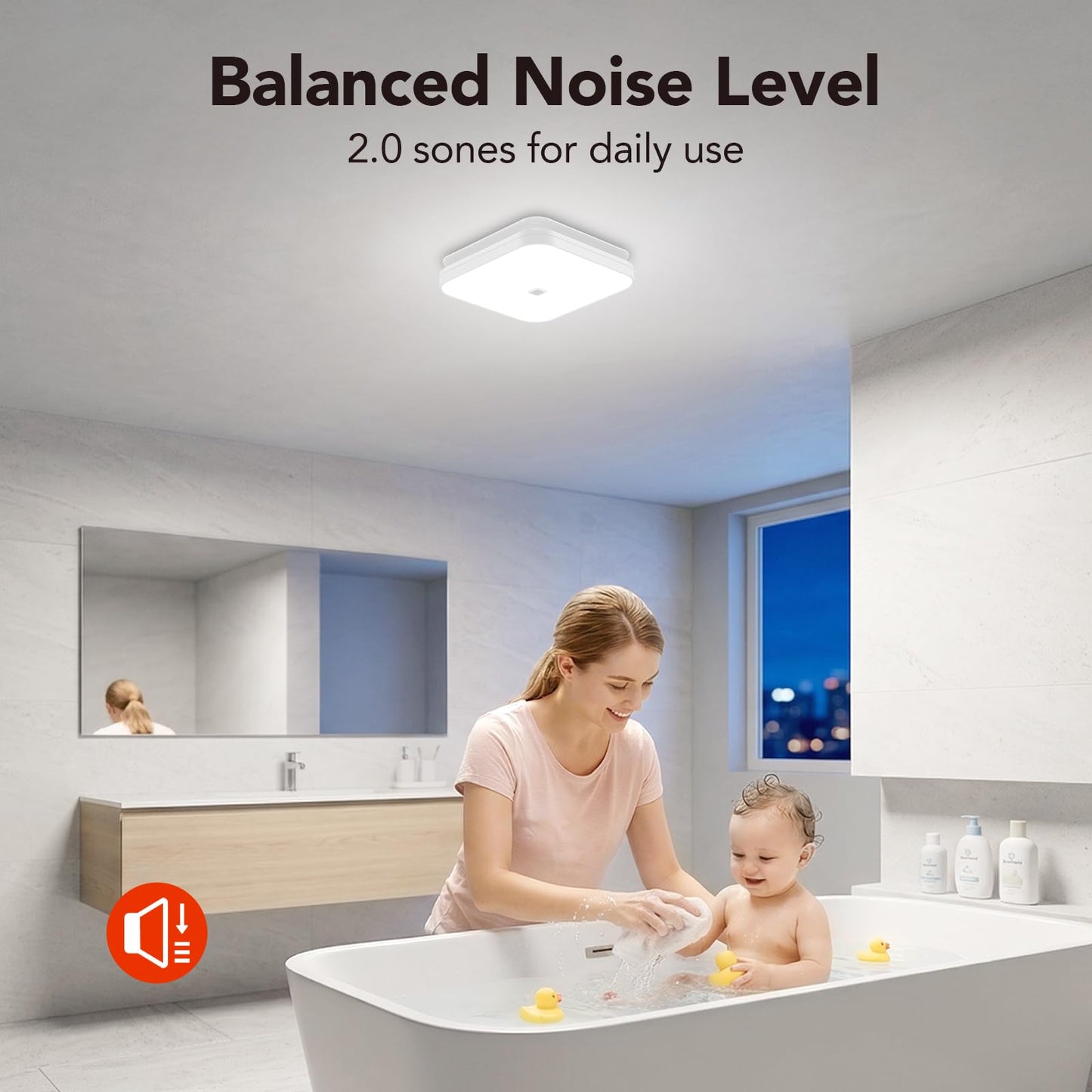 OREiN 2-in-1 Bathroom Exhaust Fan with Light, 110 CFM Shower Vent Fan, 1000LM Bright LED, 5000K, ENERGY STAR, HVI/FCC/ETL, Easy Retrofit Installation (Cut-Out 7.36" x 7.68")