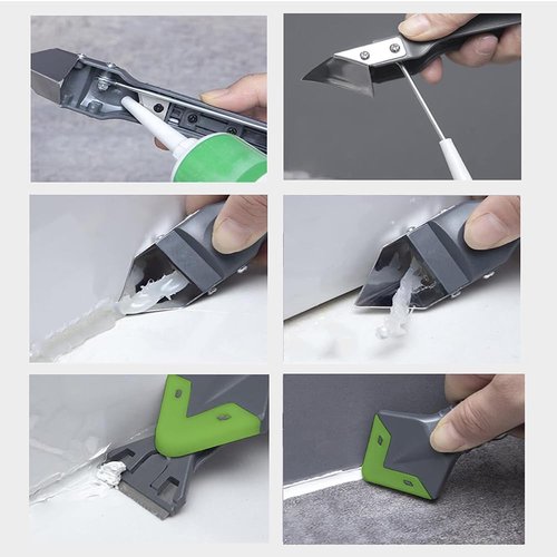 9 in 1caulk smoothingand Grouting Tool, silicone remover，Sealant Trimming and Removal Tool with Grout Squeegee for Bathrooms, Windows, Doors, Kitchens, Floors and Tile Squeegee Joint Repair Kit