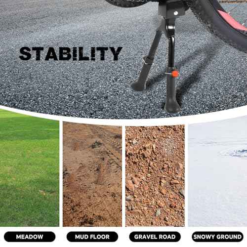 Adjustable Bike Kickstand with Double Legs - Aluminum Alloy Bicycle Kick Stands for 22-26 Inch Adult Bike, Road Bikes and Electric Bike