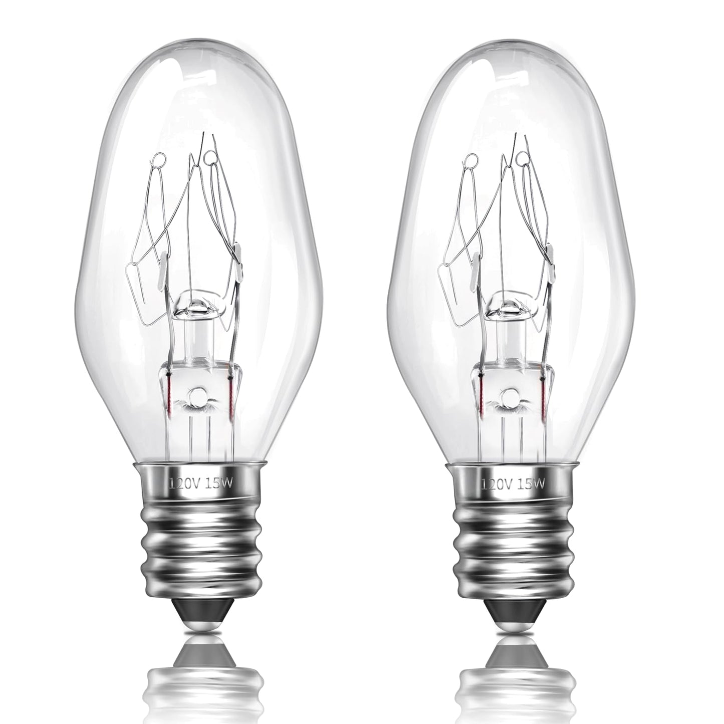 Himalayan Salt Lamp Bulbs 15W C7 Dimmable Rock Salt Light Bulbs E12 Base Night Light Bulbs for Scentsy Wax Warmer, Salt Lamp, Plug in Wax Diffuser Pack of 2