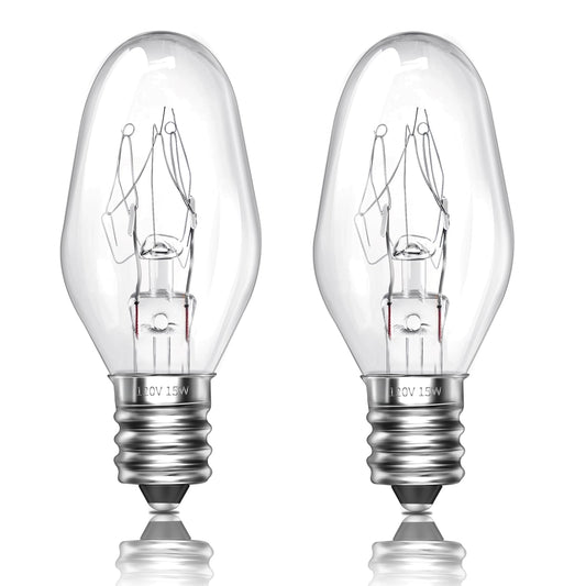 Himalayan Salt Lamp Bulbs 15W C7 Dimmable Rock Salt Light Bulbs E12 Base Night Light Bulbs for Scentsy Wax Warmer, Salt Lamp, Plug in Wax Diffuser Pack of 2